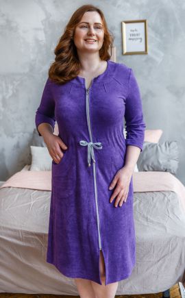 Домашний халат на молнии Жасмин фиолетовый